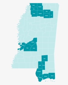 Mississippi Service Area Map - Map Of Mississippi, HD Png Download, Transparent PNG