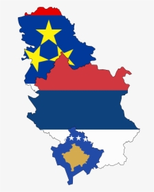 Flag Map Of Serbia, Kosovo, & Vojvodina - Serbia Without Kosovo And Vojvodina, HD Png Download, Transparent PNG