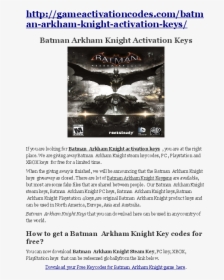 Batman Arkham Knight License Key Txt, HD Png Download, Transparent PNG