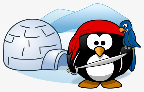 Pirate, Tux, Animal, Bird, Cold, Ice, Igloo, Parrot - Penguin And Igloo Cartoon, HD Png Download, Transparent PNG