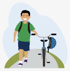 Kids Walking To School Clipart - Bike And Walk Clipart, HD Png Download, Transparent PNG