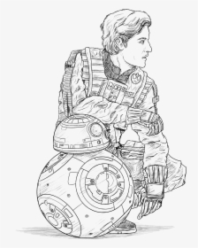 Bb 8 And Poe Dameron Lines By Sketchy Raptor - Sketch, HD Png Download, Transparent PNG
