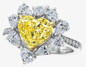 Heart Shape Fancy Yellow Diamond Ring, HD Png Download, Transparent PNG
