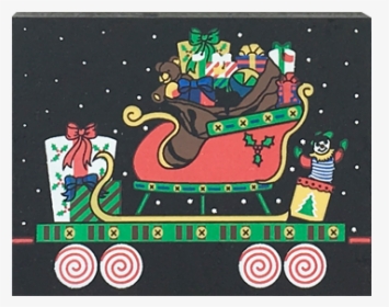 Santa S Sleigh Train Car From Vintage North Pole Handcrafted - Wooden Block, HD Png Download, Transparent PNG
