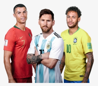 Cristiano Ronaldo, Lionel Messi & Neymar render - Ronaldo And Messi And Neymar, HD Png Download, Transparent PNG