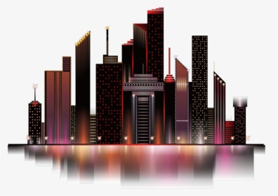 #mq #town #city #silhouette #night #nightlife #nightsky - Colorful Buildings Transparent Background, HD Png Download, Transparent PNG