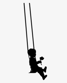 Silhouette Boy - Boy On Swing Silhouette, HD Png Download, Transparent PNG