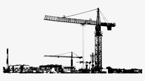 Cranes, Cityscape, Silhouette, City, Industrial - Silhouette Of City Construction, HD Png Download, Transparent PNG
