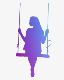 Girl On Swing Png Background - Girl In A Swing Silhouette, Transparent Png, Transparent PNG