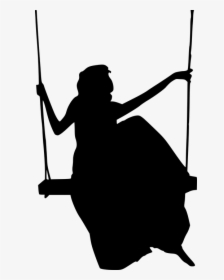 Silhouette, Woman, Swing, Relax, Relaxation, Dress - Silhouette Of A Woman On A Swing, HD Png Download, Transparent PNG