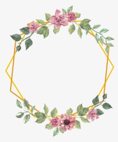 #geometric #frame #gold #flowers #floral #bouquet #shape - Frame Flower Watercolor Png, Transparent Png, Transparent PNG
