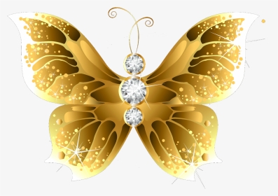 Butterfly Net Insect Gold Clip Art - Transparent Background Gold Butterfly Png, Png Download, Transparent PNG