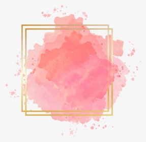 #pink #colorsplash #glitter #square #golden #geometric - Watercolor Background With Gold Border, HD Png Download, Transparent PNG
