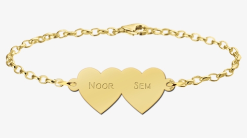 Bracelet With Two Hearts Of Gold - Gold Zodiac Bracelet, HD Png Download, Transparent PNG