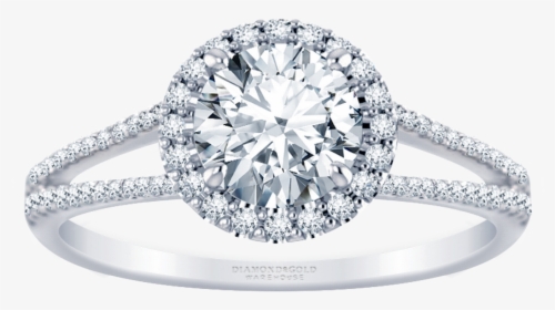 1/3ctw Split Band Halo Engagement Ring Round Diamond - Engagement Ring, HD Png Download, Transparent PNG