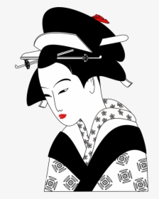 Chinese, Woman, Geisha, Traditional, Clothing, Asian - Black And White China Girl Clipart, HD Png Download, Transparent PNG