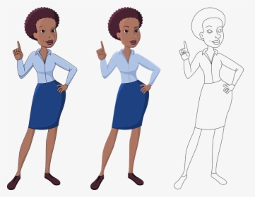 Woman, Business, Point, Hand Up, Business Women - African Woman Cartoon Character, HD Png Download, Transparent PNG