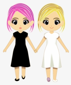 Twins, Girls, Guide, Good Friends, Blond Hair, White - Pretty Twin Girls Cartoon, HD Png Download, Transparent PNG