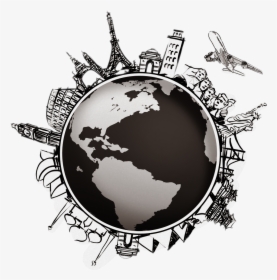 Image Library World Globe Map Compass - Travel Globe Black And White, HD Png Download, Transparent PNG