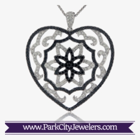 White And Black Diamond Heart Pendant - Park City Jewelers Ivory Ring, HD Png Download, Transparent PNG