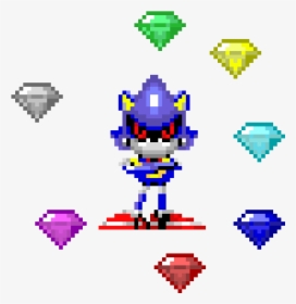 Metal Sonic W/ Chaos Emeralds - Metal Sonic Chaos Emeralds, HD Png Download, Transparent PNG