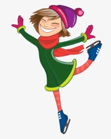 Girl Skating Clip Arts - Ice Skating Cartoon Free, HD Png Download, Transparent PNG