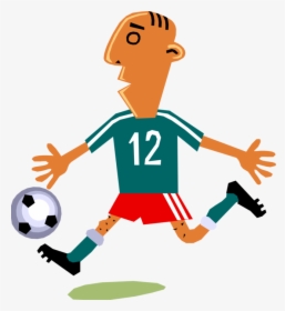 Vector Illustration Of Sport Of Soccer Football Player - Cartoon Soccer Player Kicking Ball, HD Png Download, Transparent PNG