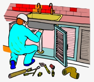 Plumber Fixing Kitchen Sink Picture - Clip Art Plumber Cartoons, HD Png Download, Transparent PNG