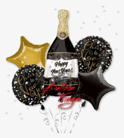 New Year Champagne Bottle Bouquet - Transparent Champagne Bottle Balloon, HD Png Download, Transparent PNG