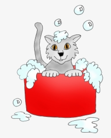 Kitten Bathing In Bathtub With Soap - Cat Bath Cartoon Png, Transparent Png, Transparent PNG