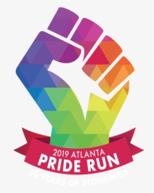 Priderun 2019 Logo Hi Res Tighter White - Transparent Raised Fist Png, Png Download, Transparent PNG