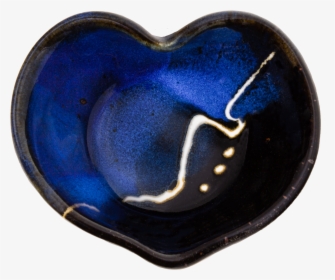 Blue & Black Handmade Pottery Heart Bowl With White - Heart, HD Png Download, Transparent PNG
