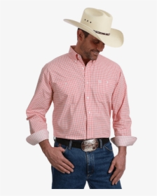 Wrangler George Strait® Men S L/s Coral/white Check - Cowboy Hat, HD Png Download, Transparent PNG