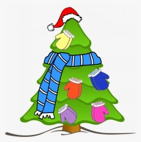 Scarf Hat Mitten Tree Clip Art Car Pictures Car Canyon - Christmas Tree Cartoon Png, Transparent Png, Transparent PNG
