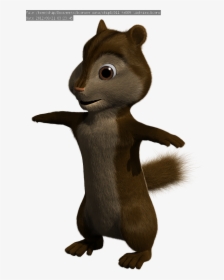 Render Of Chipmunk With Fur - Alvin And The Chipmunks Cgi Models, HD Png Download, Transparent PNG