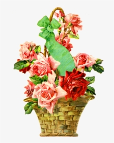 Vintage Rose Basket Die Cut - Guldasta Hd Border In Flower, HD Png Download, Transparent PNG