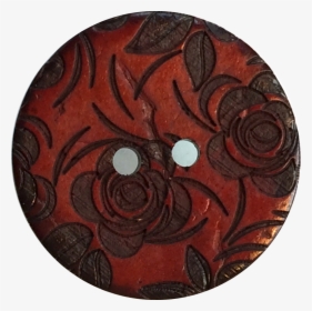 Rust Coconut Button, Dark Red Etched Roses 1 - Circle, HD Png Download, Transparent PNG