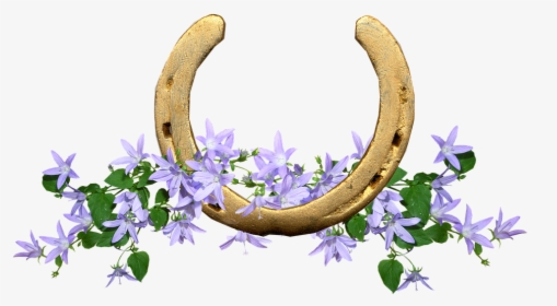 Horse Shoe, Lucky, Flowers, Talisman - Horse Shoe With Flowers, HD Png Download, Transparent PNG
