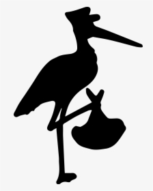White Stork Black Stork Bird Clip Art Beak - Stork And Baby Silhouette, HD Png Download, Transparent PNG