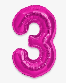 Pink - Number 3 Balloon Pink Png, Transparent Png, Transparent PNG
