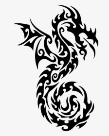 Transparent Seahorse Clipart Black And White - Japanese Dragon Easy Drawing, HD Png Download, Transparent PNG
