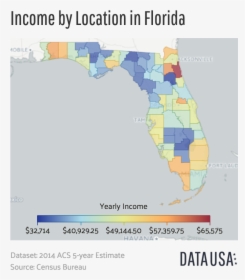 Transparent Florida Map Clipart - Income By Location Florida, HD Png Download, Transparent PNG