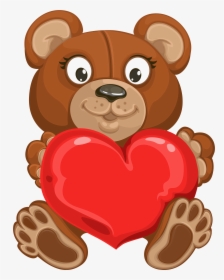 Valentine S Teddy With Heart Transparent Png Clip Art - Teddy Bear Heart Png, Png Download, Transparent PNG