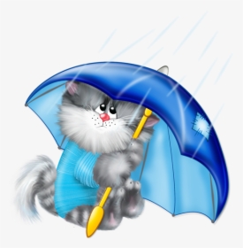 Cartoon Cat With Umbrella, HD Png Download, Transparent PNG
