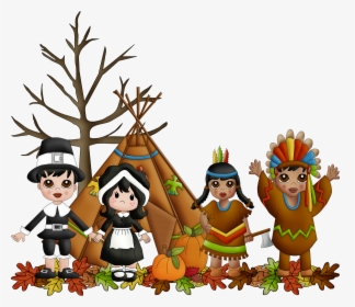 Thankful Thanksgiving Cliparts - Thanksgiving Day Pilgrims Png, Transparent Png, Transparent PNG