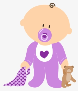 Hd Baby With Teddy Bear - Baby With Pacifier Clipart, HD Png Download, Transparent PNG