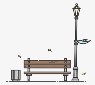 ftestickers #clipart #cartoon #park #bench #lamppost - Lamppost In Park  Cartoon, HD Png Download , Transparent Png Image - PNGitem
