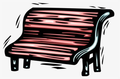 Vector Illustration Of Park Bench With Long Seat Found - Chair, HD Png Download, Transparent PNG