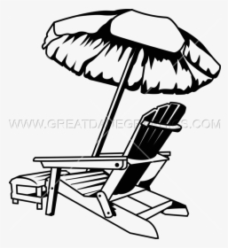 Beach Chair Art - Beach Chair With Umbrella Clip Art, HD Png Download, Transparent PNG