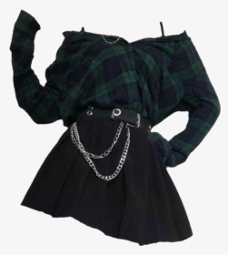 #ootd #outfit #grunge #plaid #green #png #aesthetic - Grunge Aesthetic Girl Outfits, Transparent Png, Transparent PNG